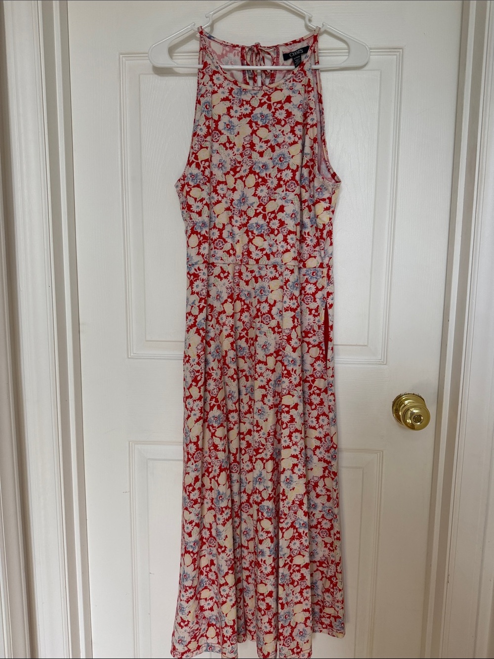 Chaps Red Floral Halter Dress